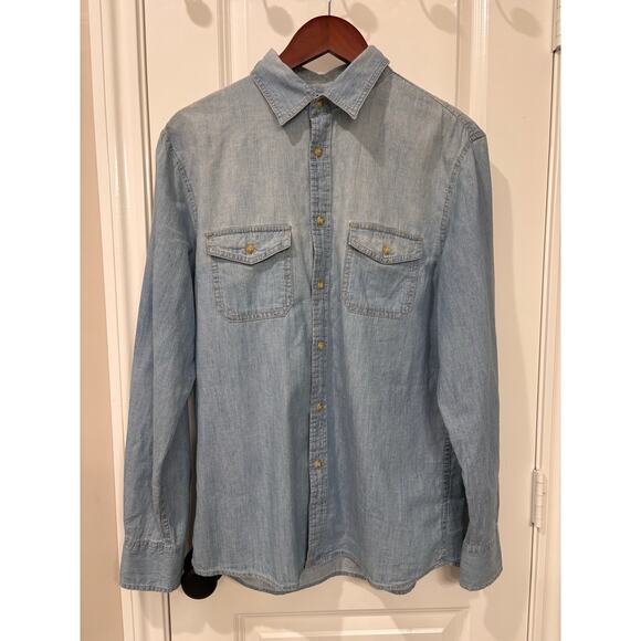 Mossimo Men’s Light-Wash Denim Button Up Size Medium Athletic Fit - Picture 1 of 6